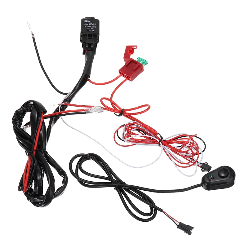 1set Car LED Light Bar Wire Wiring Harness Switch Relay Kit For Connect LED Work Driving Light Bar 40A 200W