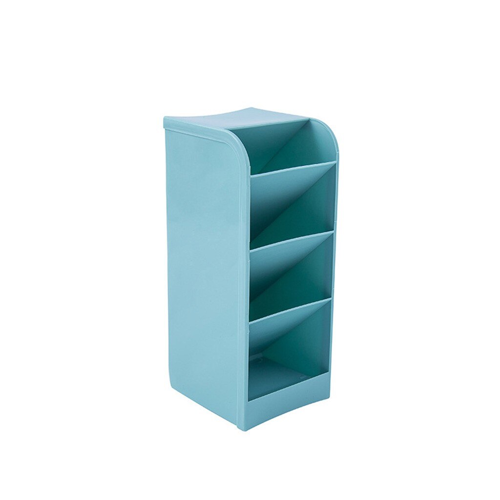 4 Grid Sub-grid Plastic Desk Organizer Desktop Office Pen Pencil Holder Makeup Storage Stationery Desk Container A4: Blue