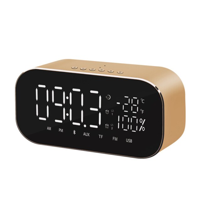 Smart Alarm Clock with Bluetooth Speaker Dual Alarm Clock Portable Clock 3 Lightness for Bedroom Study: Gold