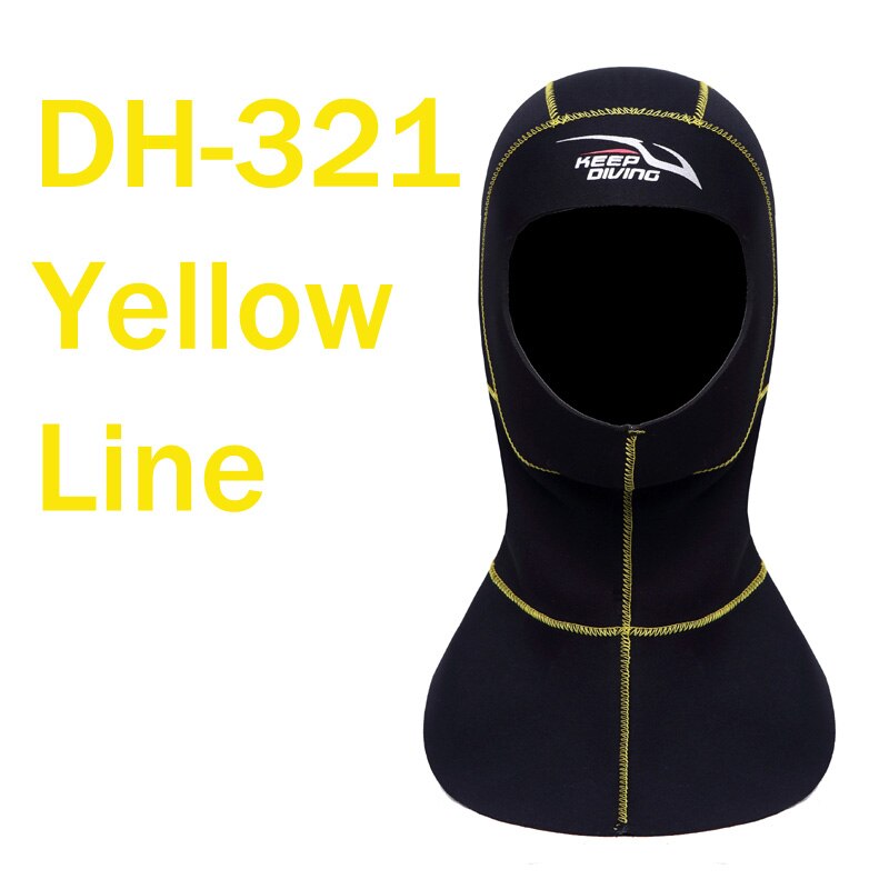 3MM Neoprene Diving Hoods Cap Hat Women Men Winter Snorkel Wetsuit Warm Head Cover Bibbed long to Shoulder Scuba Hoodies: KEEP DIVING Yellow / XL