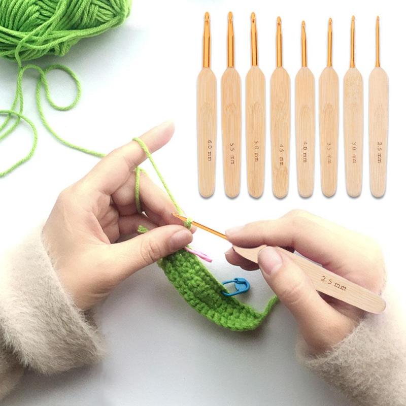 Conjunto de 8 unidades, gancho de ganchillo para manualidades de plástico de 2,5-6mm, manualidad de bordado con aguja para costura, Kit de manualidades, herramienta de telar, agujas de tejer
