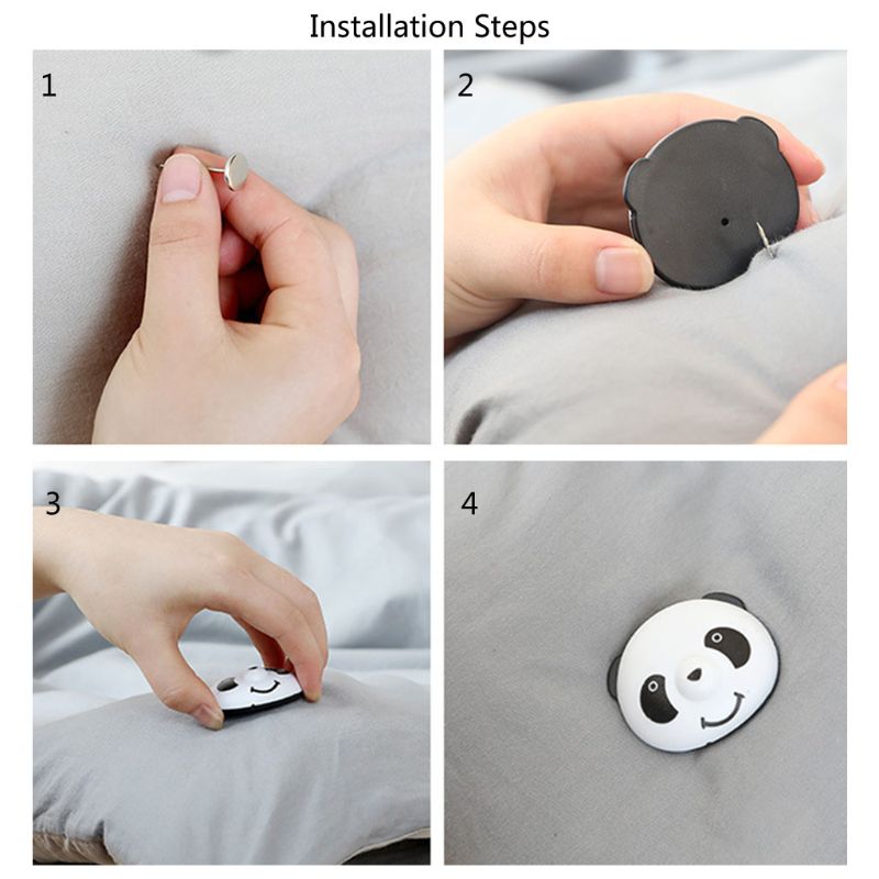8 stk panda dynebetræk griber sengetøj dyne dyneposeholder clips klemme fastgørelsessæt praktisk nem brug ingen magnet