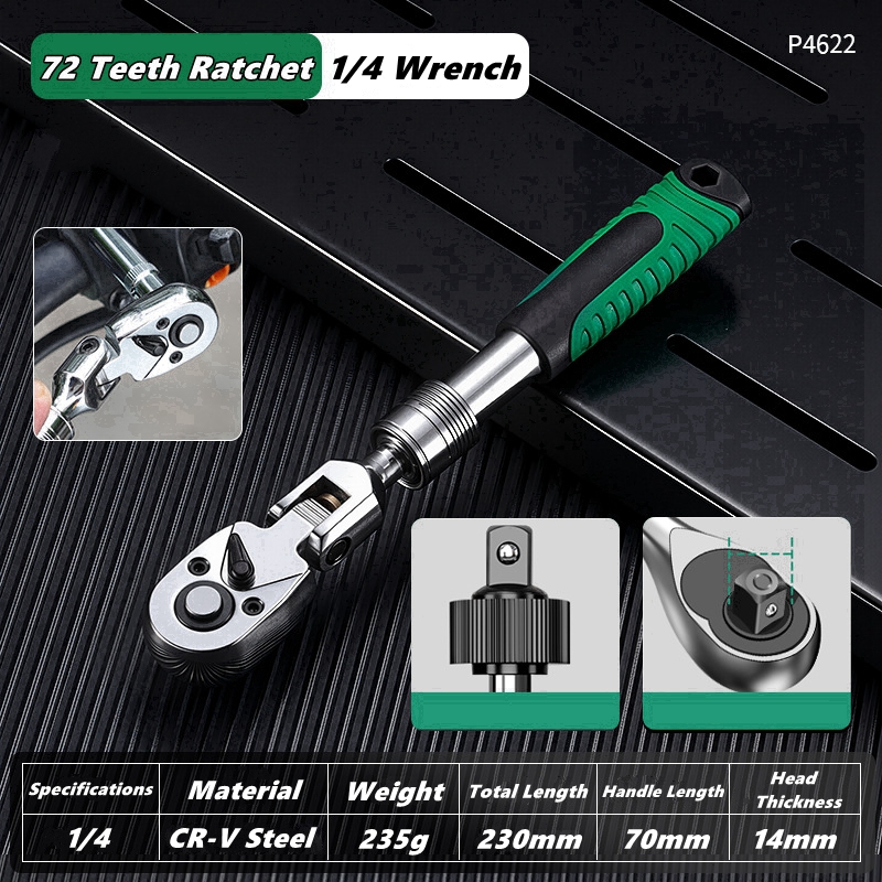 Drive Socket Drive Standaard ratelsleutel, 1/4,3/8,1/2 inch flexibele 72-tands uitschuifbare telescopische dopsleutel: Lavendel