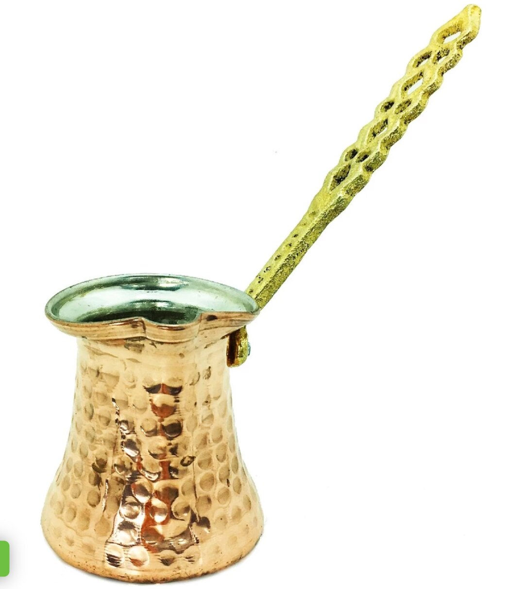 Hand Gehämmert Kupfer Türkischen Kaffee Topf, ein Krug Vintage Jazzva, Briki Messing Griff: 1 Cup
