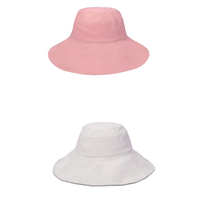 Gorros de doble cara para mujer, gorra de Sol de ala grande, sombrero de playa de verano: Rosa