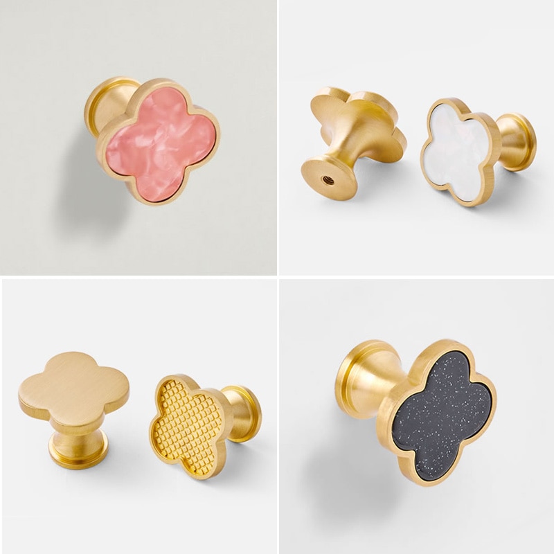 Klavertje Vier Messing Deurknoppen En Handgrepen Voor Keukenkast Kast Europese Meubels Schuifladegrepen Pulls Groen