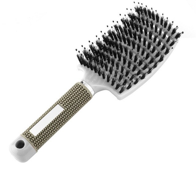 Detangling nylon børste, kvinder hår hovedbund massage kam børste hårbørste våd krøllet detangle hår børste ontwarrende nylon borstel: Hvid