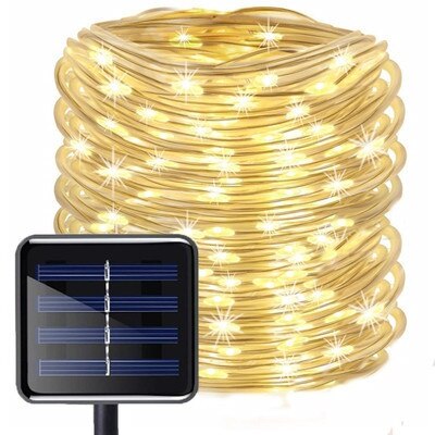 Solar Copper Wire Tube Light 8 Mode Outdoor Waterproof String Lights Christmas Garden Lights LED Lantern: 22M 200LED / warmwhite