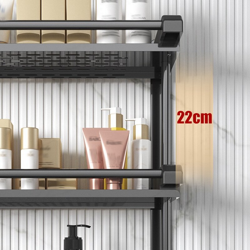 Bathroom Shelf Organizer - 2 Tier Storage Shelf With Adjustable Hook Wall Mounted Shelf Rack, Use For Bathroom