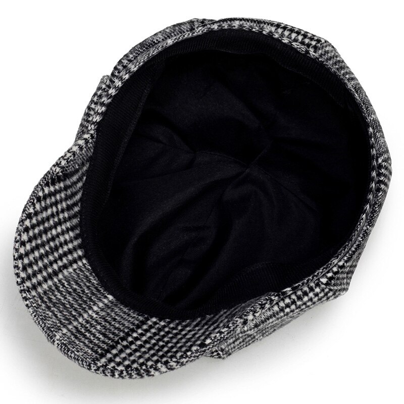 Gorro octogonal de fieltro para mujer, gorra de vendedor de periódicos, Color negro, literario, Snapback, ocio, Invierno