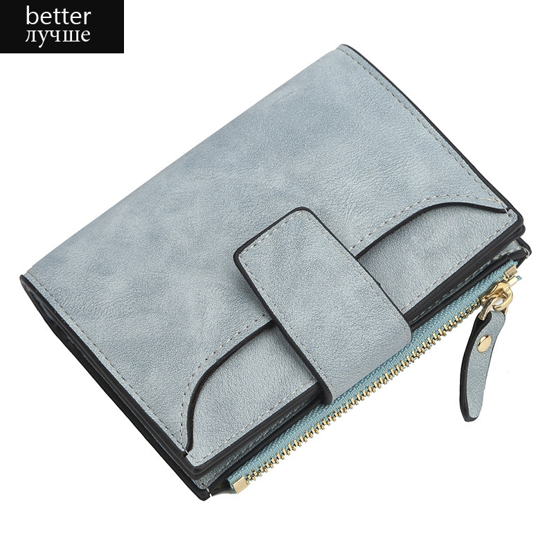 Women Wallet Hasp Small and Slim Coin Pocket Leather Purse Women Wallets Cards Holders Luxury Brand Wallets Purse: blue better