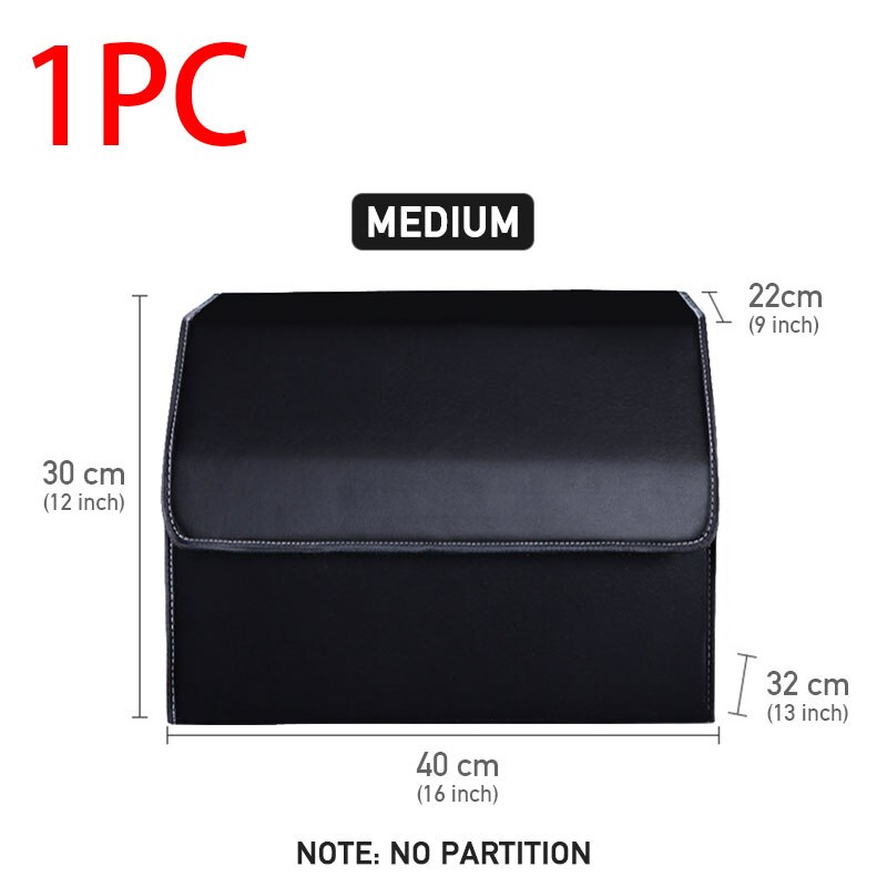 Caja de almacenamiento de maletero de coche, organizador de cuero resistente al agua, multiusos, desmontable, portátil, para todos los coches: Black M