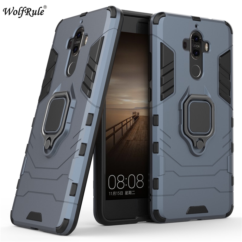 WolfRule Huawei Mate 9 Case TPU Hard PC Huawei Mate 9 Case Ring Holder Stand Magnetic Armor Case Huawei Mate 9 Phone Funda 5.9"}