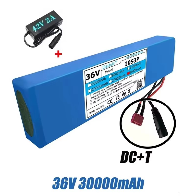 36V 10S3P 30Ah 1000W Lithium Battery Pack with BMS, High-Capacity 18650 Rechargeable Battery for E-Bike/Scooter/Electric Vehicle: GRAY