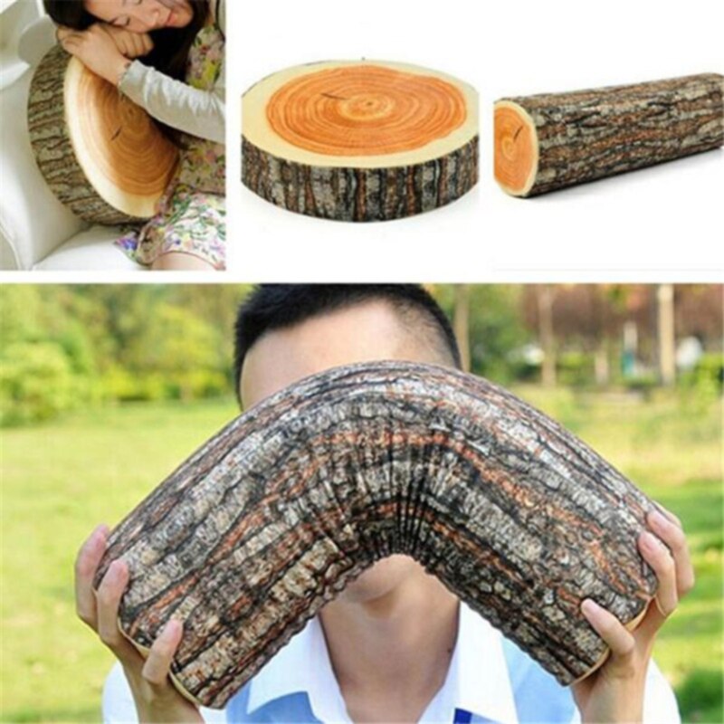 Stump Shaped Decorative Pillows Home Car Decor Cute Round Woods Grain Soft Plush Chair Seat Cushion Pillow