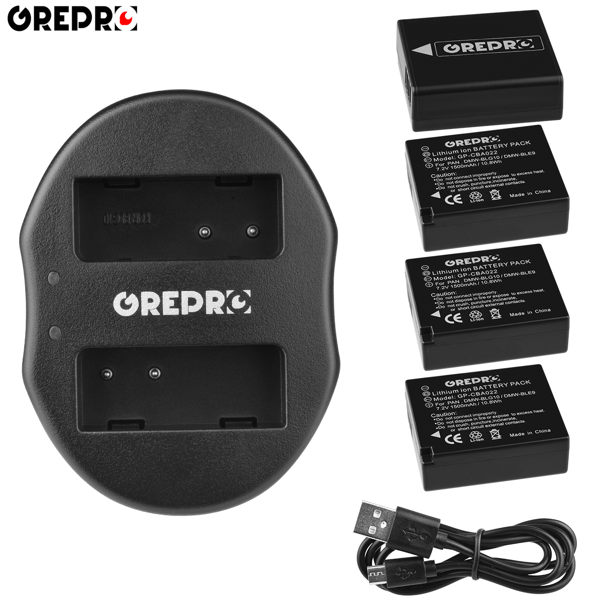 Batterie et chargeur pour Panasonic Lumix DMW-BLG10 DMW-BLE9 DMW BLG10, pour DMC TZ100, DMC-GX80 GX9, TZ80, LX100, DMC-GX7, DC-TZ90: Charger and 4Battery
