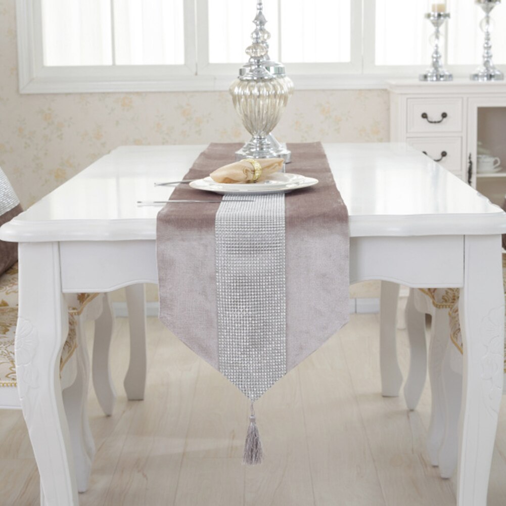 Wedding Decoration Rectangle Kitchen Modern Birthday Runners Outdoor Party Decoration Table Runner luxury home decor: Champagne