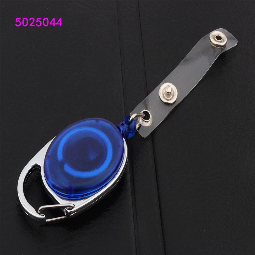 Retractable Pull Badge Reel Zinc Alloy Plastic ID Lanyard Name Tag Card Badge Holder Reels Key Ring Chain Clips: Transparent blue