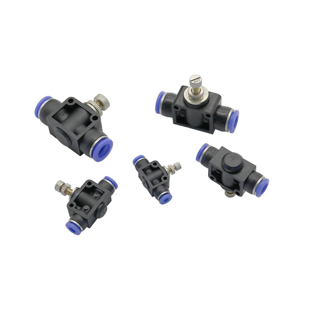 Pneumatic Airflow Regulator 4mm 6mm 8mm 10mm 12mm OD Hose Tube Gas Flow Adjust Valve Air Speed Control Valve Pneumatic Fitting