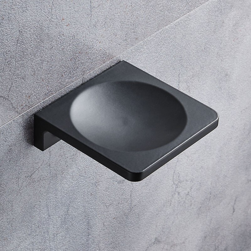 Plads aluminium sort sæbeskål vægmonteret badeværelse tilbehør produkt sæbeskålholder: -en