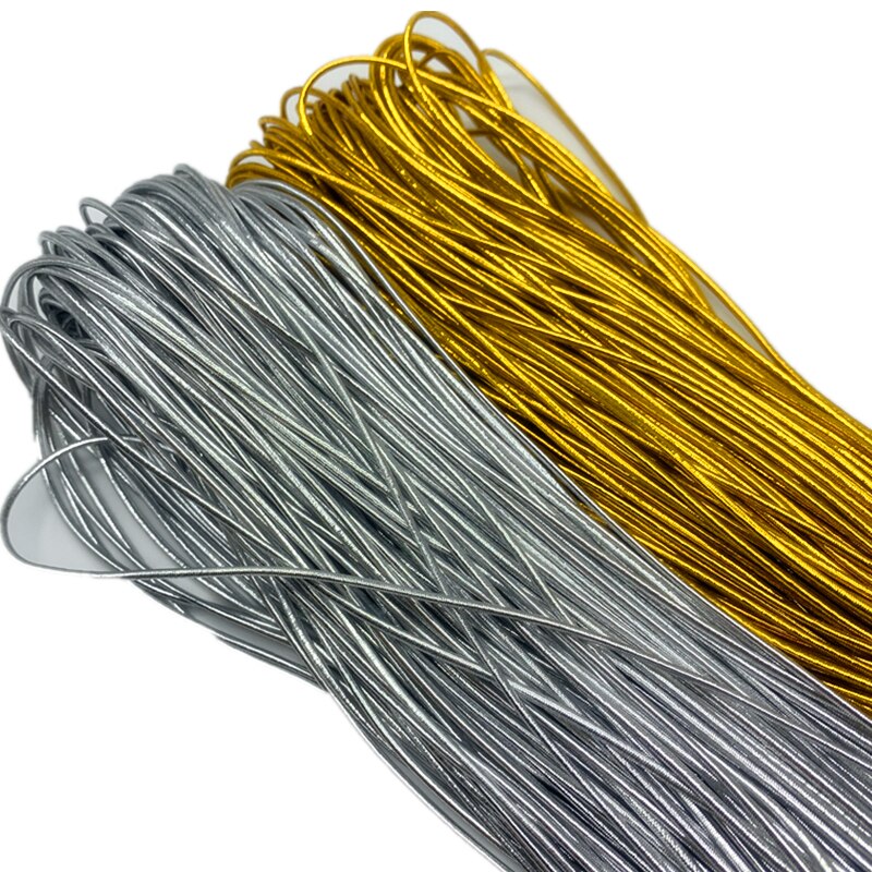 5 yards / lot 1mm 1.5mm guld / sølv rundt elastisk bånd sy elastik bånd fiat gummibånd talje stræk elastisk reb