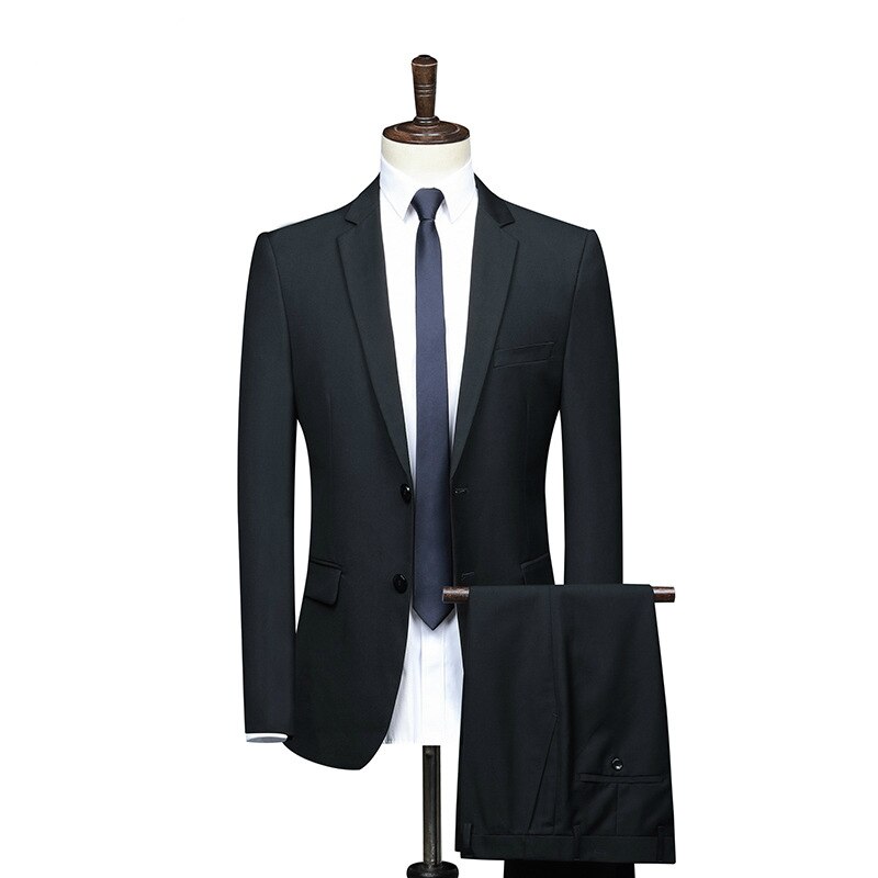 Traje chaqueta y pantalones traje 2 piezas conjunto de talla grande azul marino vestido traje de negocios para hombre traje Formal conjunto de dos piezas traje ajustado