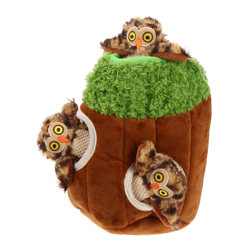 4Pcs Dog Squeaky Plush Toy Tree Trunk Squeaky Plush Toy Pet Chewing Plaything Hide And Seek Activity Game Toys For Dogs Cats