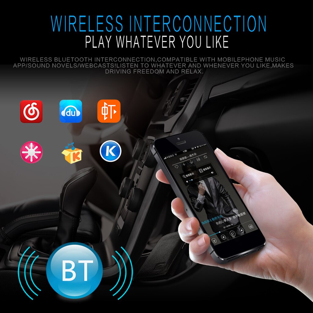 Radio FM stéréo Bluetooth 60W X 4 | Lecteur MP3, Station auto mains libres, Support USB / SD / TF / AUX + télécommande