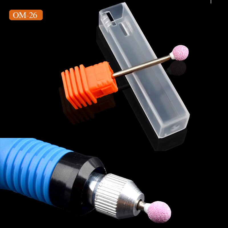 Brocas de piedra de cerámica para uñas, y 3/32 quot, fresa de limpieza de cutículas giratoria, herramientas de manicura pedicura, accesorios de taladro de uñas, 1 Uds.