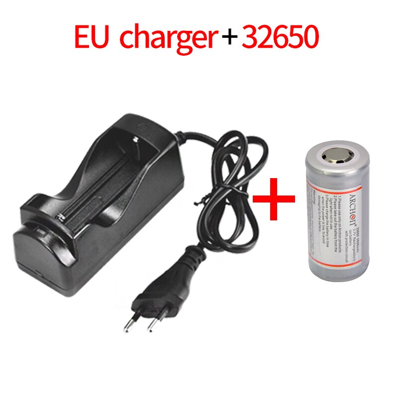 ARCHON original 5500mAh 3.7v 32650 lithium battery Rechargeable battery EU US plug 32650 battery charger genuine torch battery: EU charge 32650