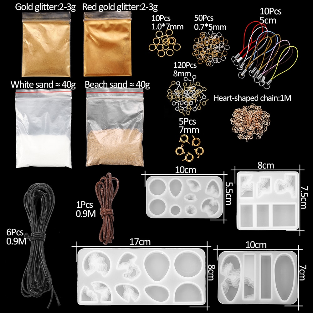 Set de moldes de silicona epoxi 300 Uds para joyería, moldes de resina UV de estilo mixto para Diy, accesorios de joyería