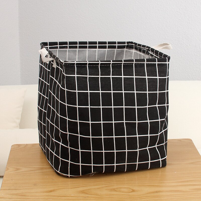 Foldable Sundries Laundry Basket Cute Printing Cosmetics Container Cotton Linen Storage Basket Desktop Organizer: G