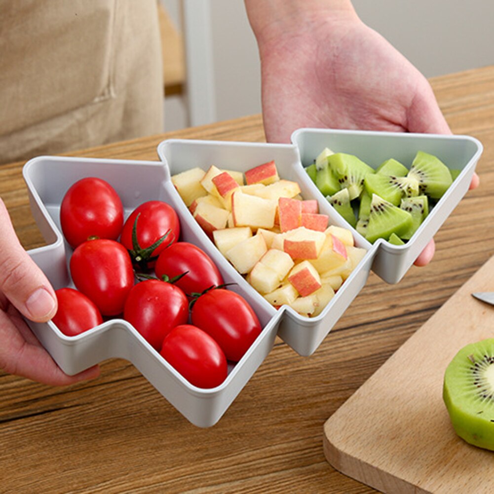Snack tallerken snack bakke skål snack box slik æske juletræ form plastik 3 garder snack tallerken bakke tørret frugt slik fad