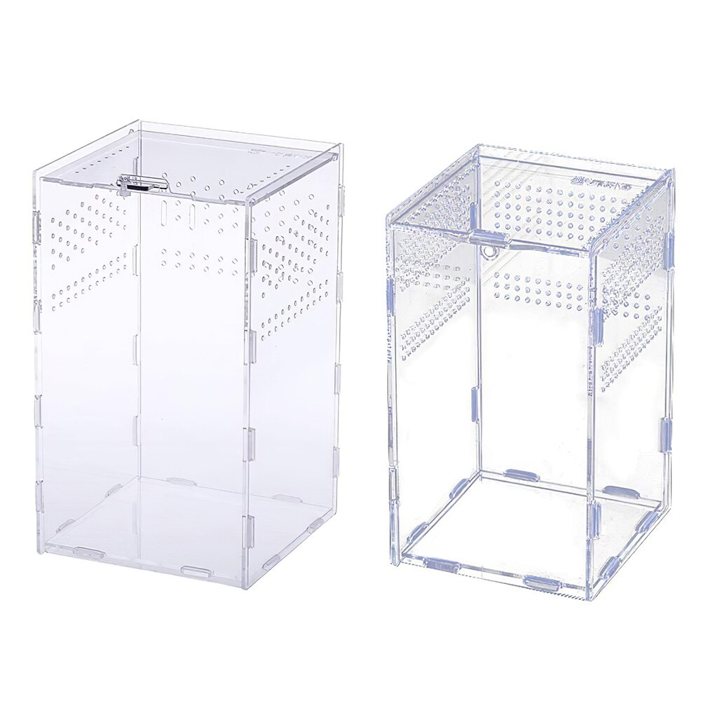 Transparent Acrylic Reptile Feeding Box Insect Box Mantis Breeding Box Insect Reptile Cage Terrarium Feeding Box