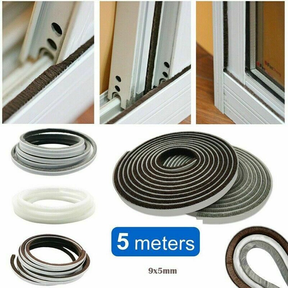 5/10 Meters Brush Strip Self Adhesive Door Window Sealing Strip Home Door Window Sound Insulation Wind-proof Strip Gasket