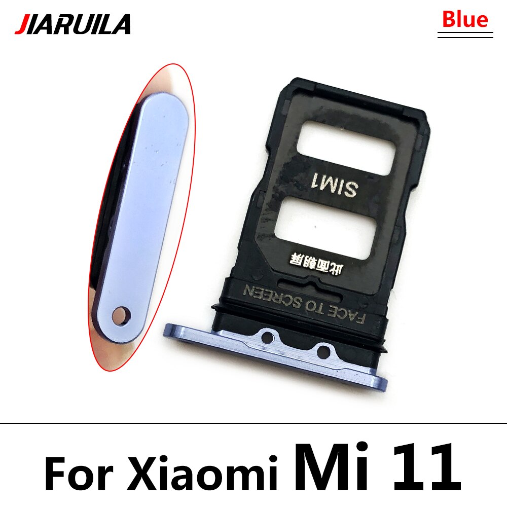 Sim Card Slot Lade Houder Voor Xiaomi Mi 11 Sd-kaart Lade Houder Met Vervanging Tools Voor Xiaomi Mi 11 lite Mi11 Pro Sim Tray: Mi 11 Blue
