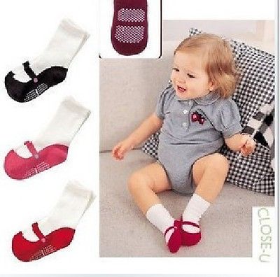 3 kleuren baby kinder kind meisje peuter antislip schoenen katoenen sokken 6-24m