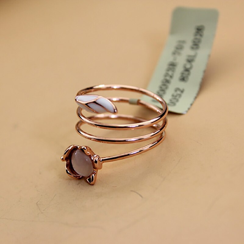 Dubbele Fair Ringen Voor Vrouwen Delicate Vos Multiturn Kronkelende Cat 'S Eye Steen Rose Goud Kleur Vinger Ring Mode-sieraden KBR144