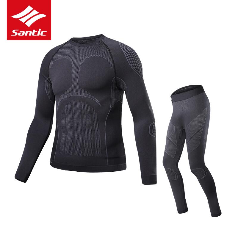 Santic Mannen Fietsen Base Layer Sets Kits Winter Thermische Sport MTB Racefiets Kleding Running fitnessUnderwear suits