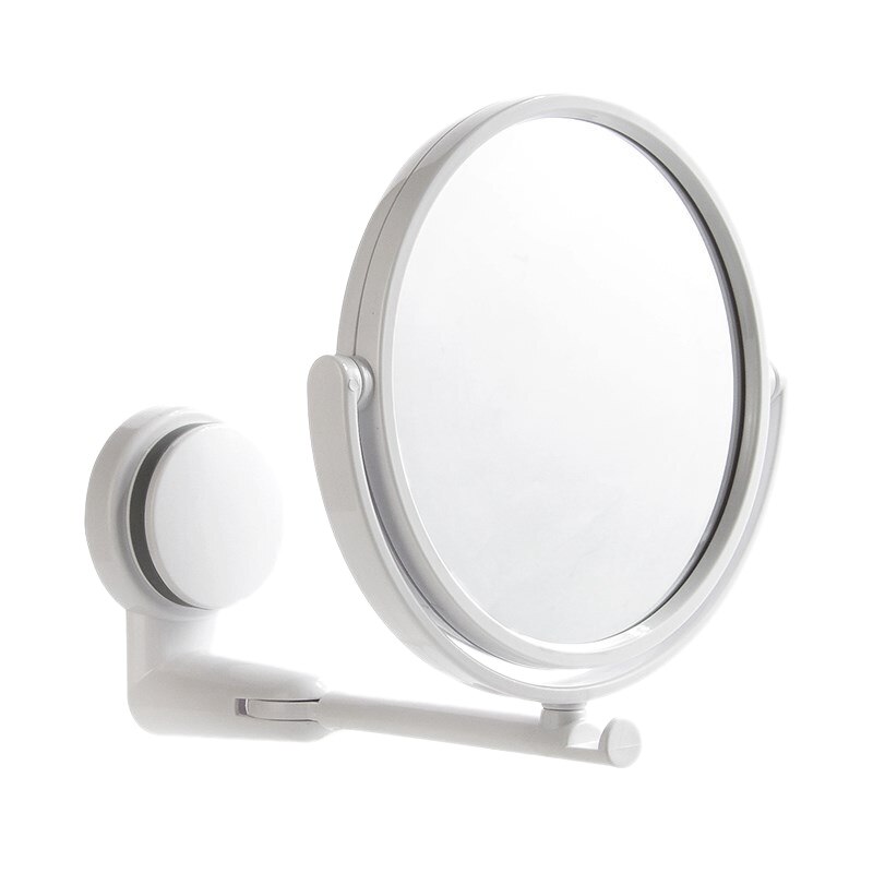 Miroir de salle de bain moderne sans perçage, miroir de maquillage à 2 côtés, miroir de rasage mural à ventouse, bras pliant extensible, accessoires de bain ronds