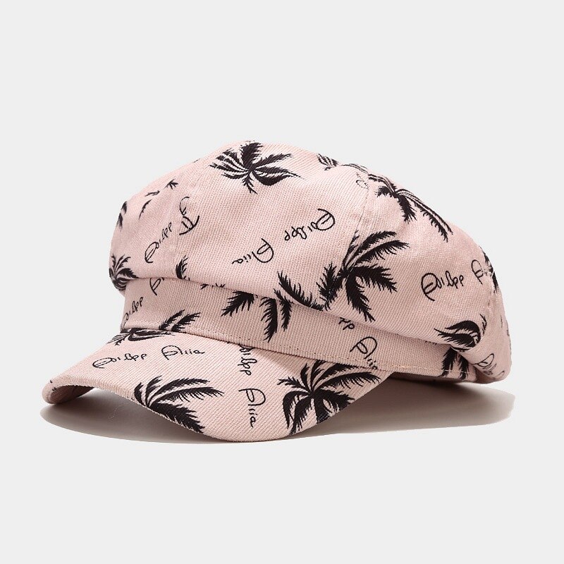 Ldslyjr-Gorra con estampado de coco para pintor, gorro de pintor informal con visera octogonal, unisex, algodón, 21 unidades