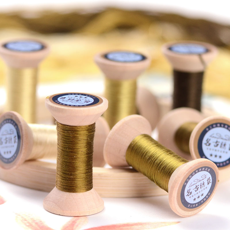 20 meters each spool /Silk thread / handmade embroidery thread / wrapped flower silk line / Mustard yellow