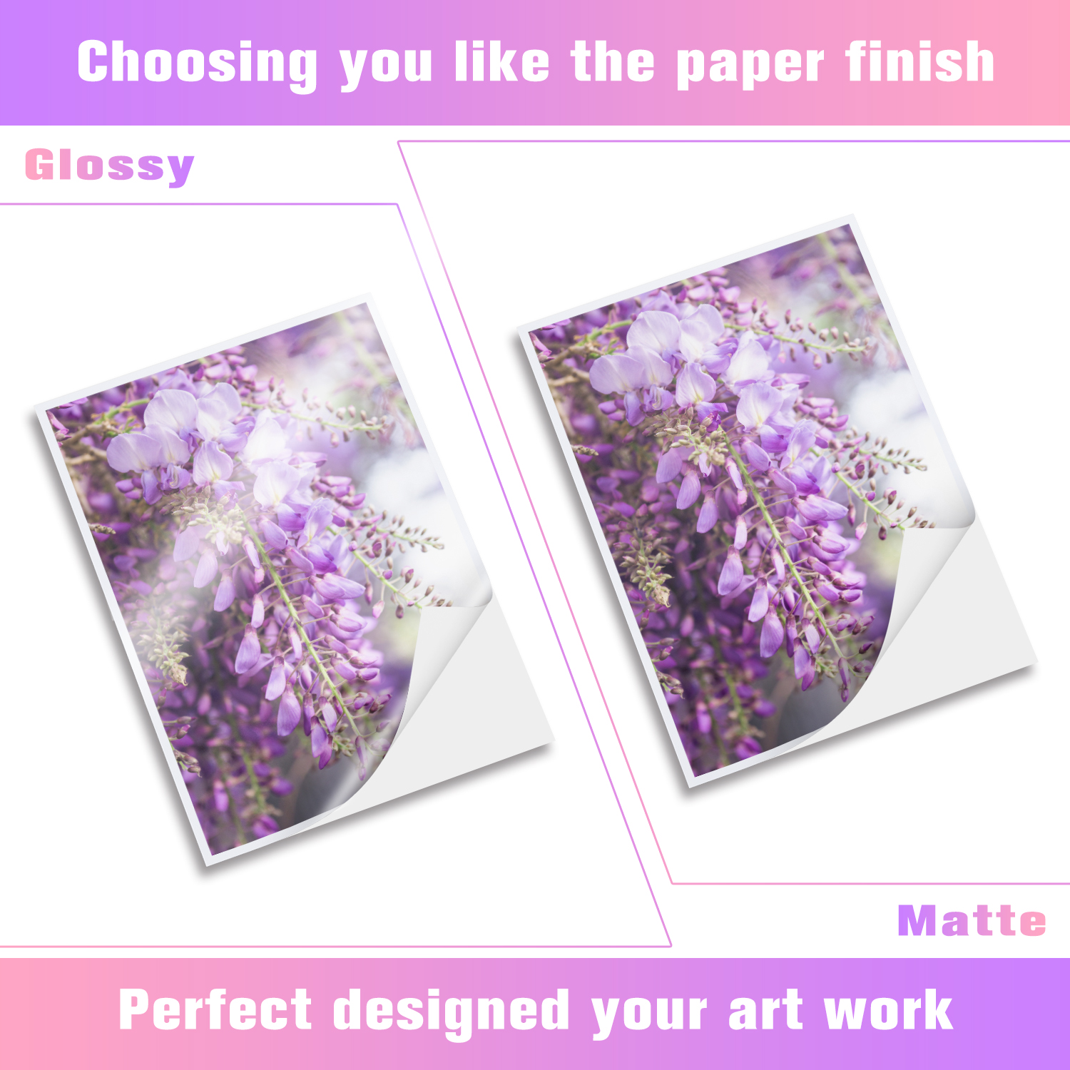 Papel fotográfico autoadhesivo brillante, hojas de impresión de inyección de tinta con pegamento trasero, A3/A4, 150g, 50 hojas