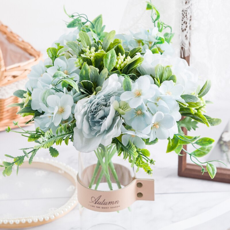 Pæon buket kunstige blomster silke rose juledekorationer til hjemmet diy efterår dekoration stueplante foto rekvisitter bryllup