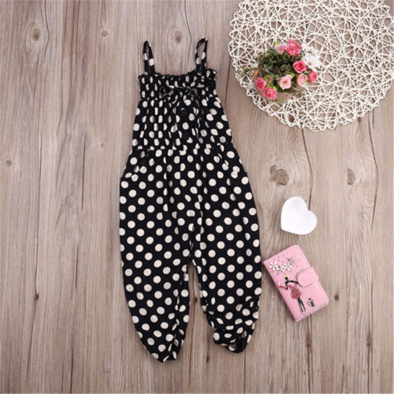 Toddler Baby Girl Bambini Polk Dot Tutina Complesso Capretti di Modo Delle Ragazze Che Coprono Tuta Senza Maniche Cinghia Tute Vestiti del Bambino