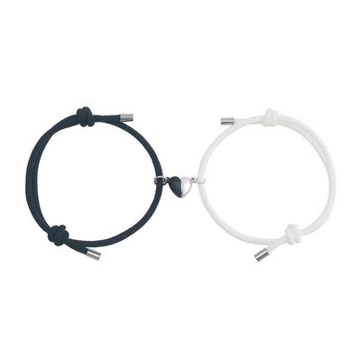 Pulsera magnética con abalorios para parejas, brazalete de amor de larga distancia, con piedras de deseos: Black White
