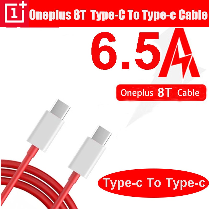 Original For Oneplus 8T 8 T Warp Charge Type C To Type C Cable 6.5A Fast Charge One Plus 8 7 Pro 7t 6t 6 5t 5 3t 3 Dash Charging