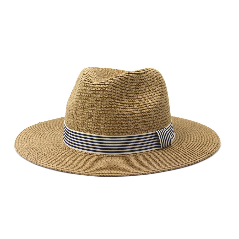 Straw Hat Women Summer Sun Beach Panama Wide Brim Ribbon UV Protection Outdoor Accessory