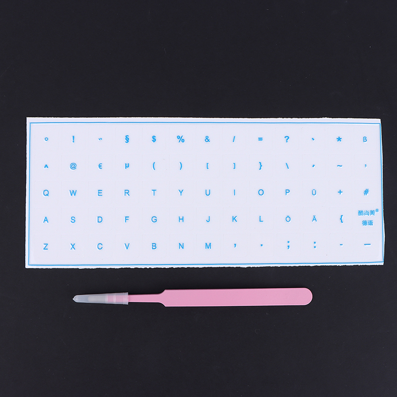 German Tear-Off Film Keyboard Sticker With Tweezers Desktop Laptop Key Sticker Single Film Universal Transparent Sticker: black