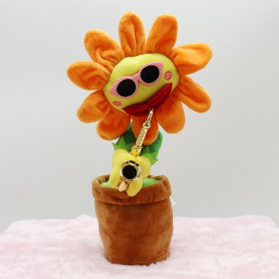 Small Music Baby Sunflower Sun Flower Enchanting Flower Saxophone Dancing And Singing Electric Magical Funny: Orange-B